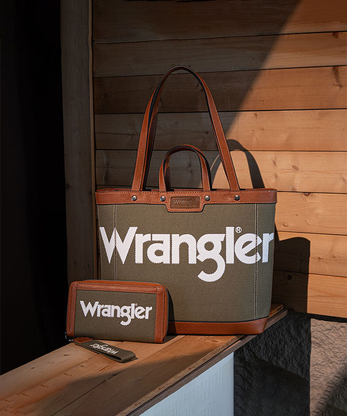 Wrangler Leather Trim Canvas Tote Bag Collection