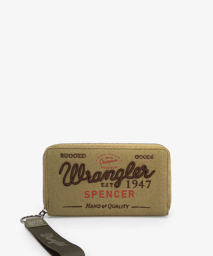 Wrangler Letters Embroidered Canvas Wristlet