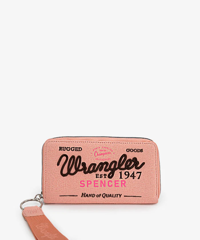 Wrangler Letters Embroidered Canvas Wristlet