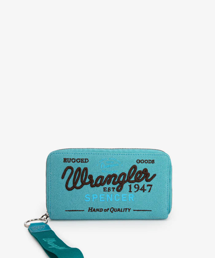 Wrangler Letters Embroidered Canvas Wristlet