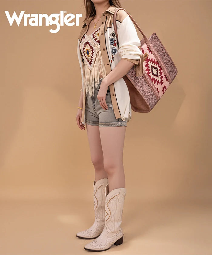 Wrangler Tooled Aztec Knitted Concealed Carry Wide Tote