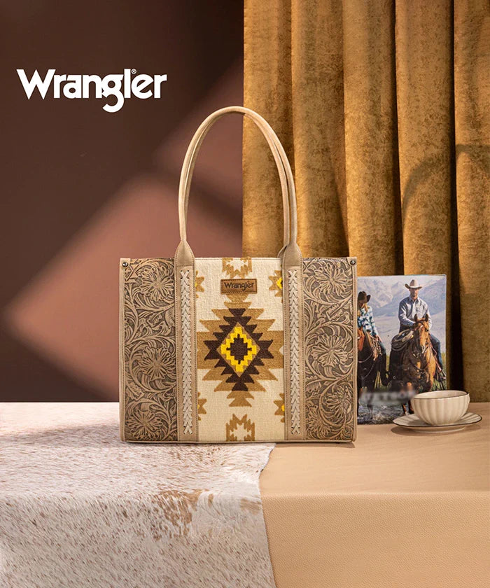 Wrangler Tooled Aztec Knitted Concealed Carry Wide Tote