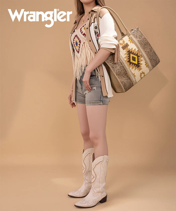 Wrangler Tooled Aztec Knitted Concealed Carry Wide Tote