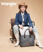 Wrangler Western All-over Leopard Print Wide Tote Bag