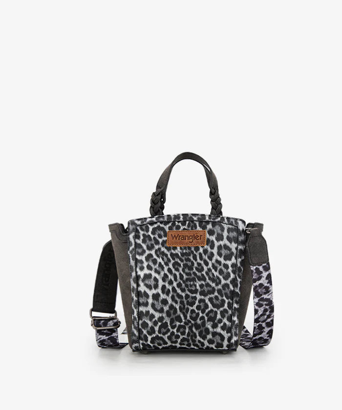 Wrangler Western Braided Handle Leopard Tote Bag