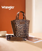 Wrangler Western Braided Handle Leopard Tote Bag