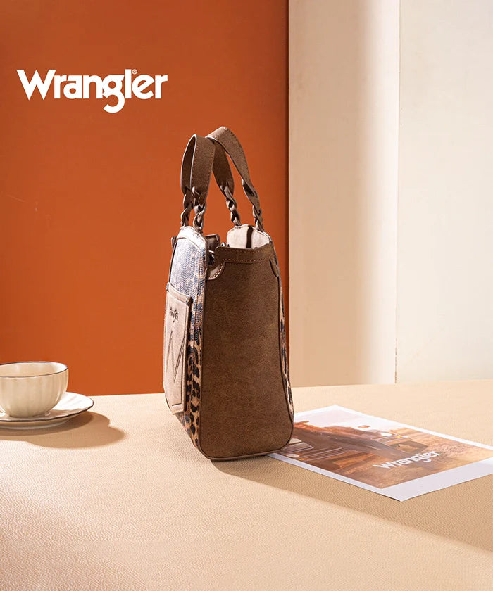 Wrangler Western Braided Handle Leopard Tote Bag