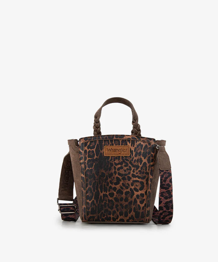 Wrangler Western Braided Handle Leopard Tote Bag
