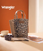 Wrangler Western Braided Handle Leopard Tote Bag
