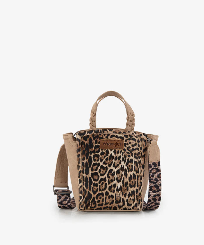 Wrangler Western Braided Handle Leopard Tote Bag