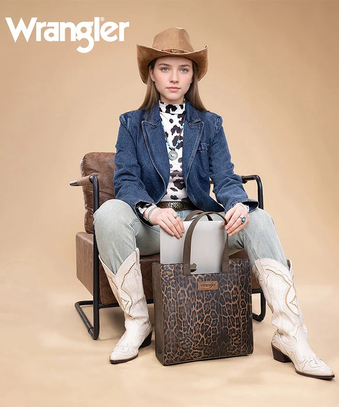 Wrangler Western All-over Leopard Print Tote Bag