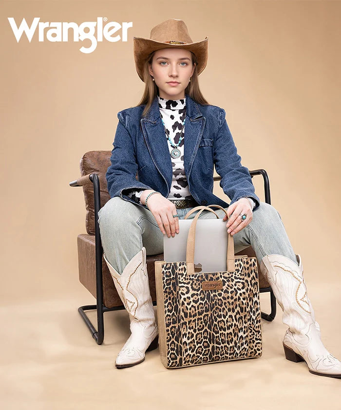 Wrangler Western All-over Leopard Print Tote Bag