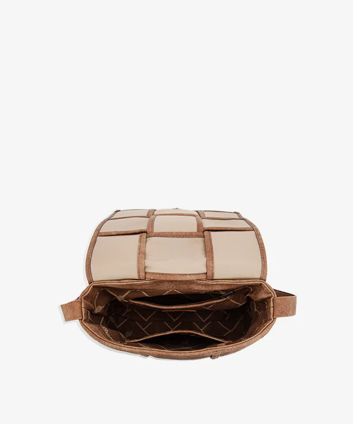 Wrangler Woven Tooled Grid Panel Flap Crossbody Bag