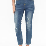 Zadie Distressed Blue Stretch Jeans