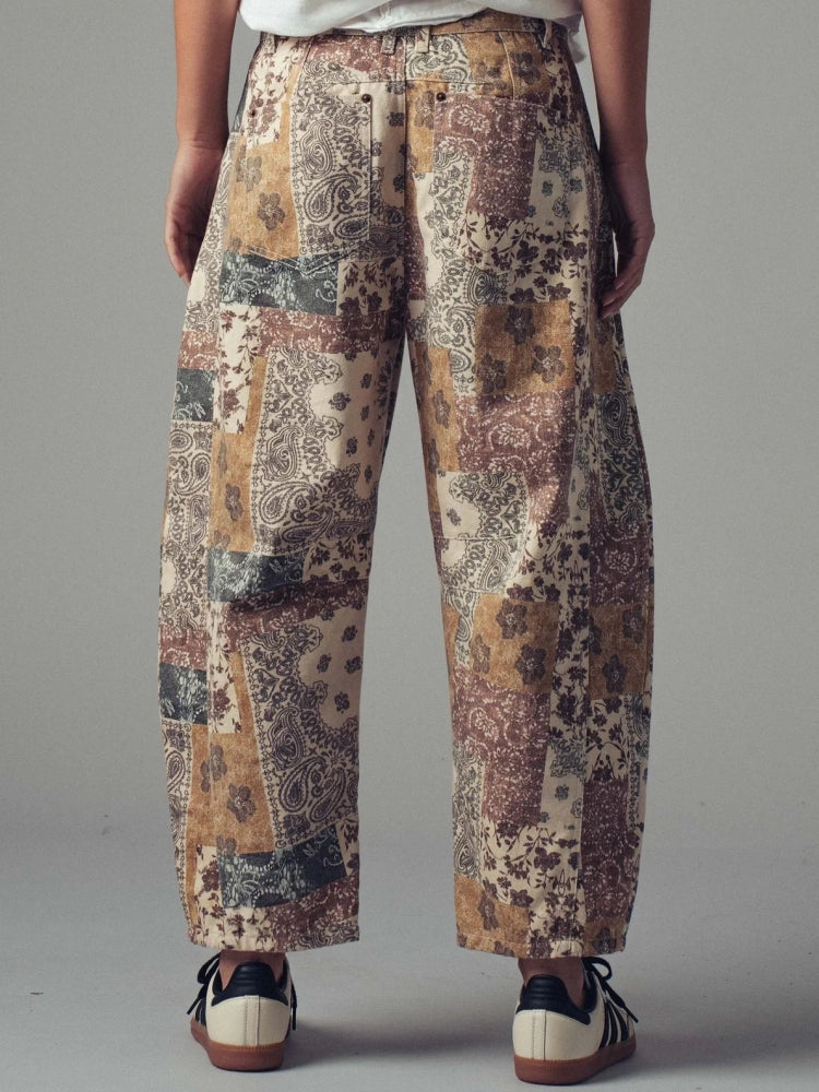 Boho Patchwork Wide-Leg Pants