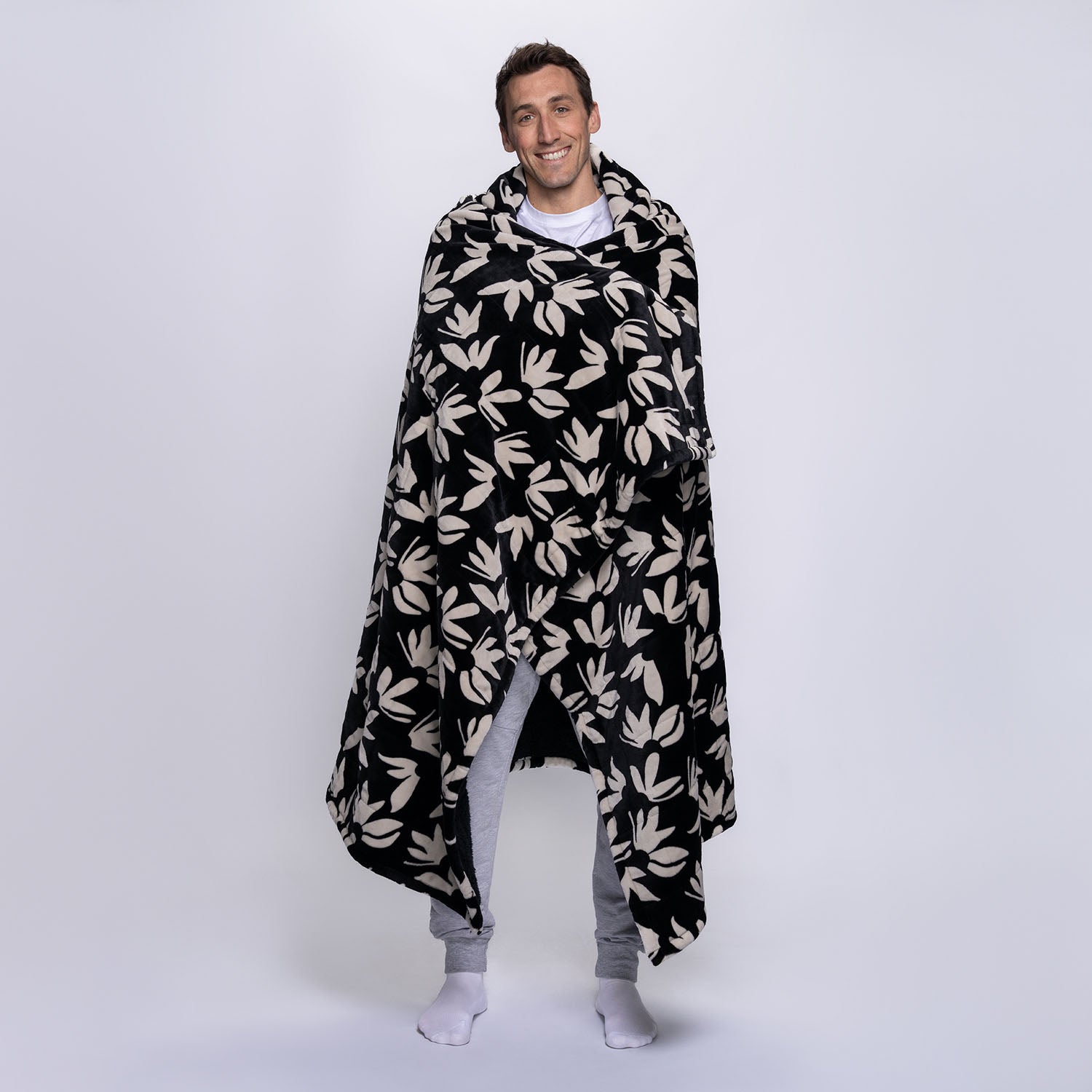 Black Floral Blanket