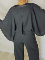 Batwing Sleeve V - Neck Jumpsuit
