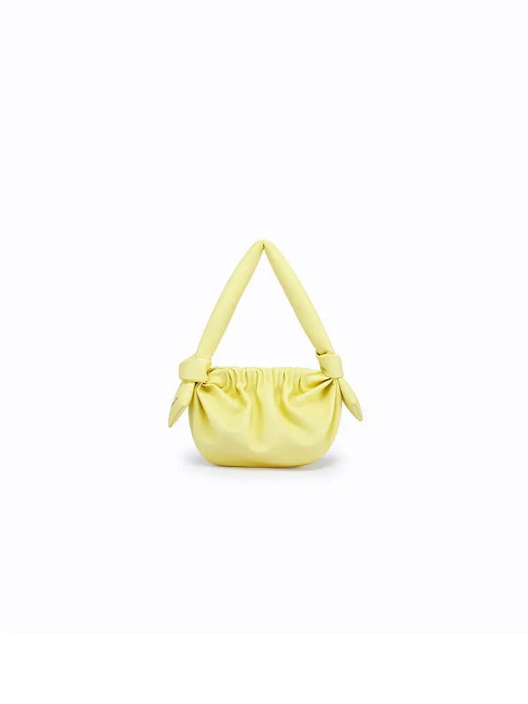 Leather Cloud Bag with Bow Detail