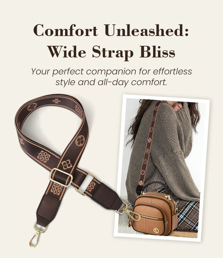 Classic Multifunctional Compartments Adjustable Wide Shoulder Strap Leather Crossbody Bag