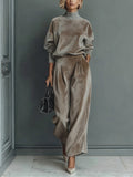 Turtleneck Casual Warm Velvet Pants Set