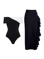 Colorblock Minimal One Piece Swimsuit Set