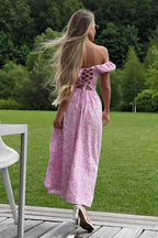 Chic U-Neck Floral Midi Dress