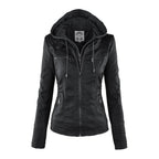Pia | Moderne Lederjacke mit Kapuze
