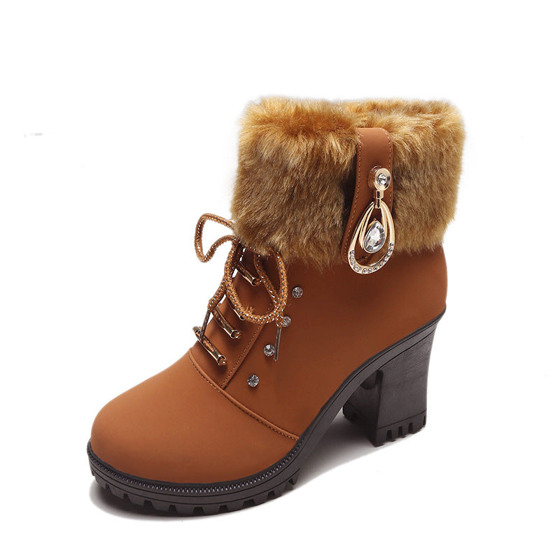 AuraGlide Glamour Boots | Rhinestone Embellished Knit-Cuff Dress Boots