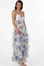 Alxia Ruffle Sheer Maxi Dresse