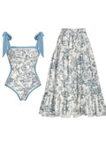 Reversible Tie Back Swimsuit and Skirt Set