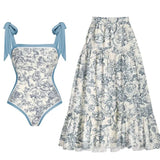 Reversible Tie Back Swimsuit and Skirt Set