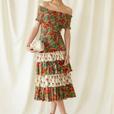 Multicolor May Midi Dress – Bardot Floral Midi Elegance