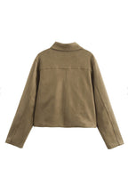 Split suede leather jacket with pocket