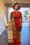 Phoenix Feather Bodycon Maxi Dress