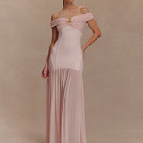 Celestia Evening Gown – Off Shoulder Backless Mesh Dress