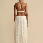 Isla Lace-Up Maxi Set | Romantic Halter Two-Piece for Summer