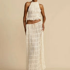 Isla Lace-Up Maxi Set | Romantic Halter Two-Piece for Summer
