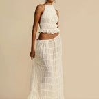 Isla Lace-Up Maxi Set | Romantic Halter Two-Piece for Summer