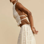 Isla Lace-Up Maxi Set | Romantic Halter Two-Piece for Summer