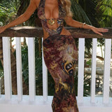 Isla Breeze Lace-Up Maxi Dress