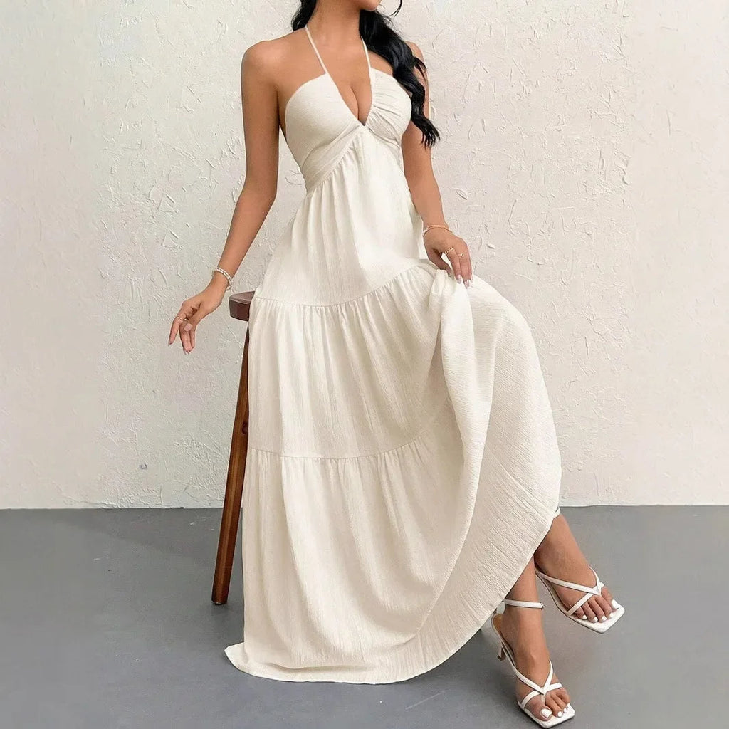 Isla Romance White Maxi Dress | Cotton Linen Elegance