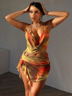 Coastal Muse Halter Mini Dress – Backless Summer Party Dress