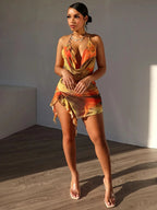 Coastal Muse Halter Mini Dress – Backless Summer Party Dress