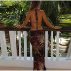 Isla Breeze Lace-Up Maxi Dress