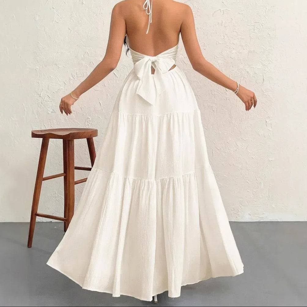 Isla Romance White Maxi Dress | Cotton Linen Elegance