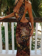 Isla Breeze Lace-Up Maxi Dress