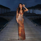 Sahara Siren™ Chain Halter Maxi Dress