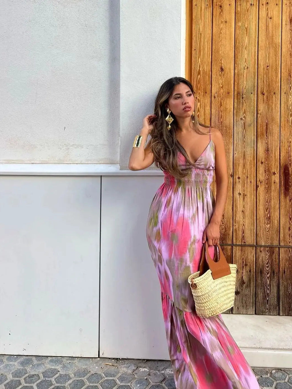 Vintage Straps Midi Dress