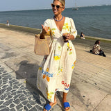 Unique Holiday Folk Floral Print Puff Sleeve Midi Dress