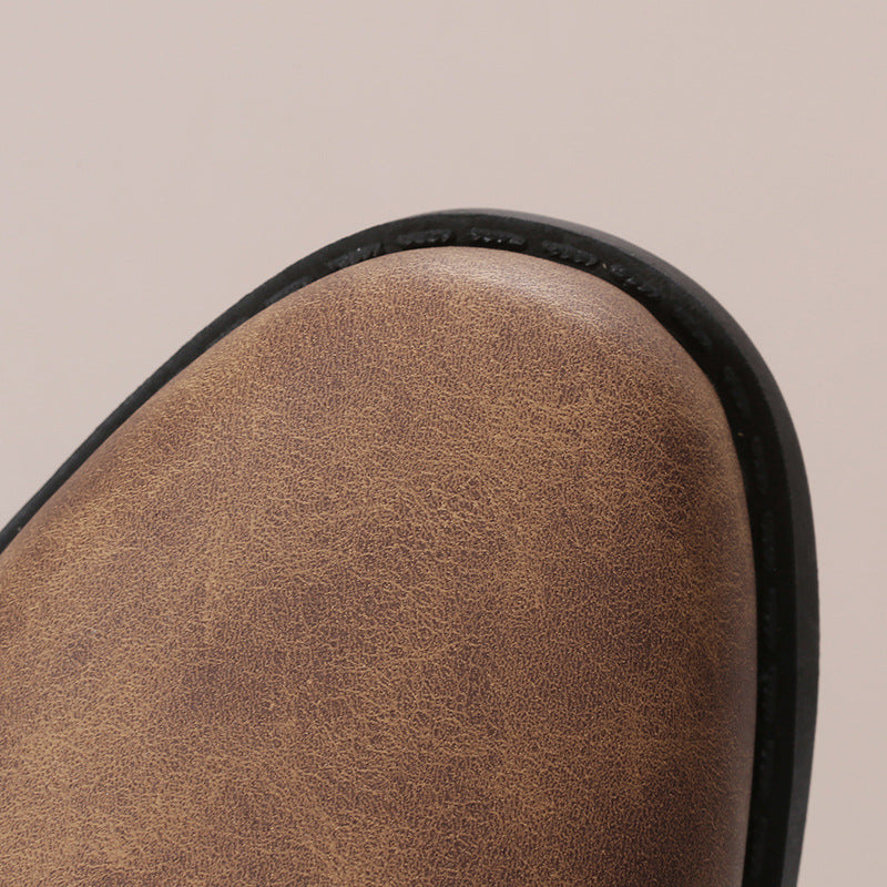 Sloane Luxe Slouch Boots – Buckle-Accented Mid-Calf Flat Boots